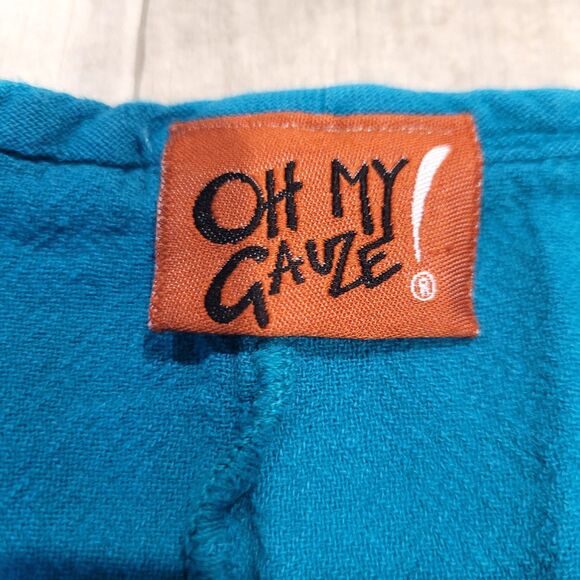 Oh My Gauze! Top Size 3 (XXL) Turquoise Side Ruching Lagenlook Coastal Boho - Picture 3 of 5